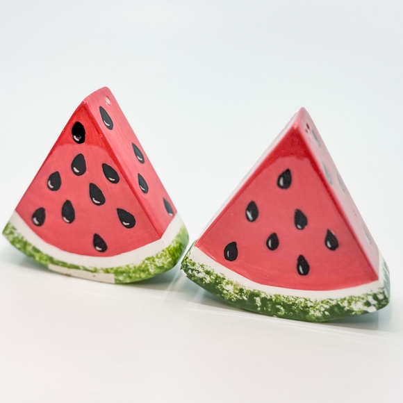 Bright & Cheery Watermelon Hand-Painted Ceramic Salt & Pepper Shaker Set 3" x 3" - Picture 9 of 12